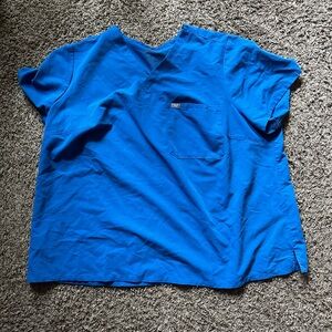 Figs Royal Blue Medical Scrub Top - V-Neck Pocket